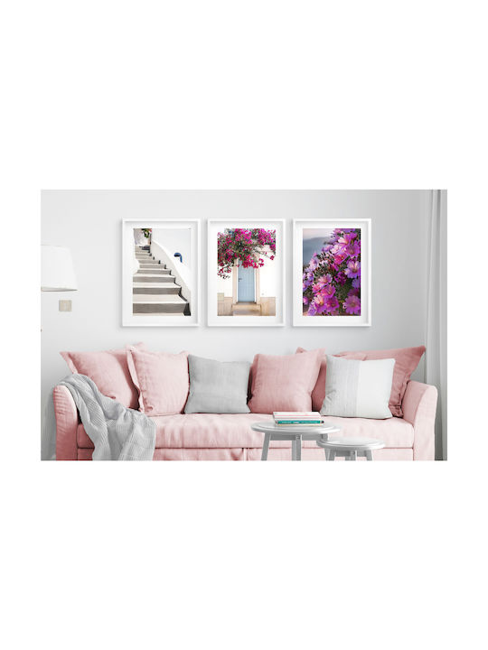 Elegante Poster Wohnzimmer Charmante Straßen von Santorini 3x30x40
