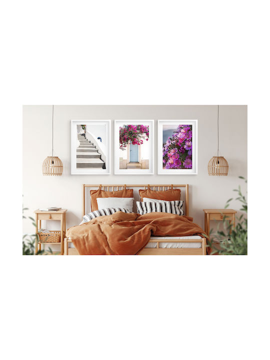 Elegante Poster Wohnzimmer Charmante Straßen von Santorini 3x30x40
