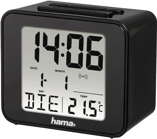 HAMA Ceas De Masă Digital Din Plastic Cu Ceas Deșteptător Și Radio Negru