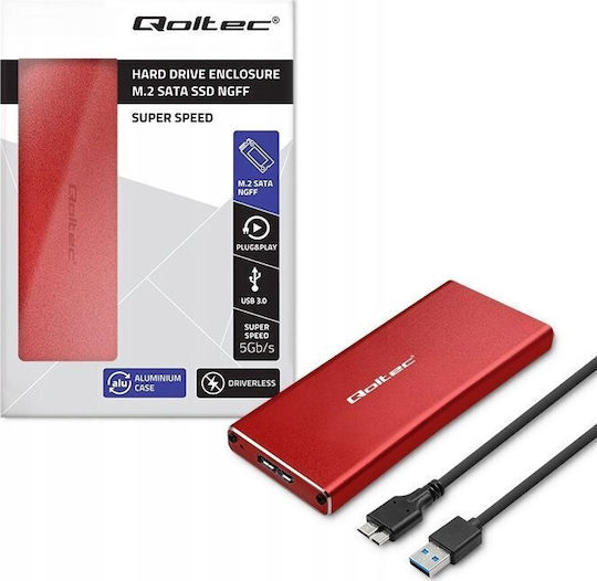 Qoltec Case for Hard Drive M.2 SATA III with Connection USB 3.0 Red