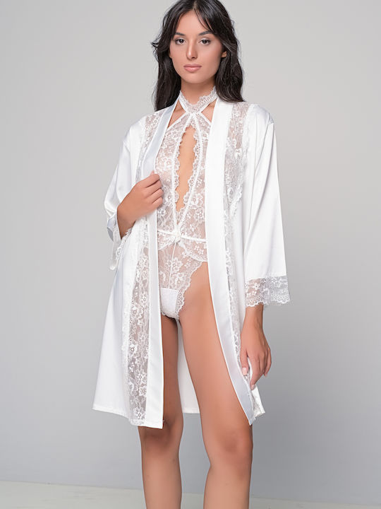 Milena by Paris Spitzen Unterwäsche-Set für Damen mit Slip mit hoher Taille Weiß