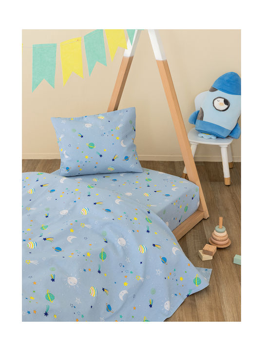Palamaiki Bettwäsche-Set Einzel Baumwolle PP100 Hellblau 170x265cm 3Stück