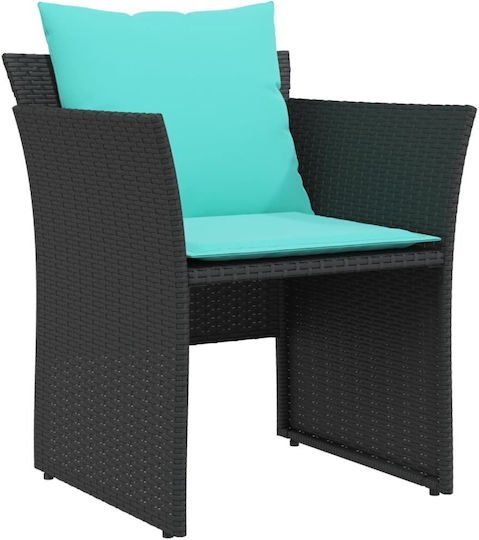 Outdoor Armchair Rattan Black with Cushion 50x50x36cm