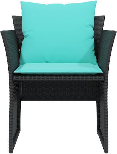 Outdoor Armchair Rattan Black with Cushion 50x50x36cm