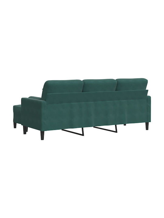 Триместен Диван Кадифен Зелен 197x77x80см