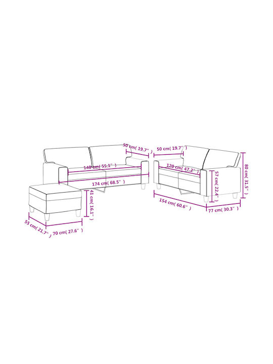 Σετ Σαλονιού 3-Sitzer & 2-Sitzer & Hocker