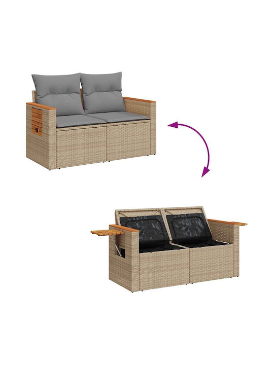 Corner Outdoor Sofa Rattan with Chest and Cushions 55x55x69cm