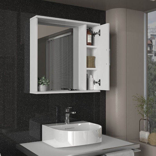 Megapap Badezimmerspiegel aus Spanplatte 65x15.3cm Weiß
