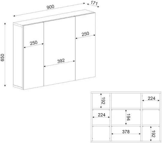 Megapap Bathroom Mirror made of Particle Board 90x17.1cm White