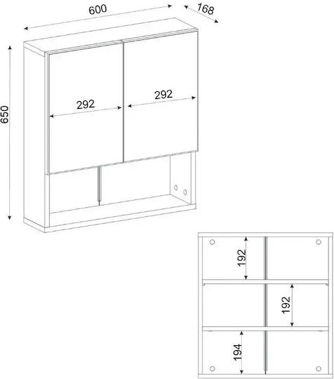 Megapap Trama Badezimmerspiegel aus Spanplatte 60x16.8cm Weiß
