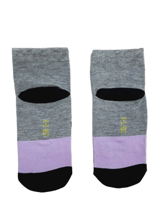 Domina Kids' Ankle Socks Grey Lila Pig