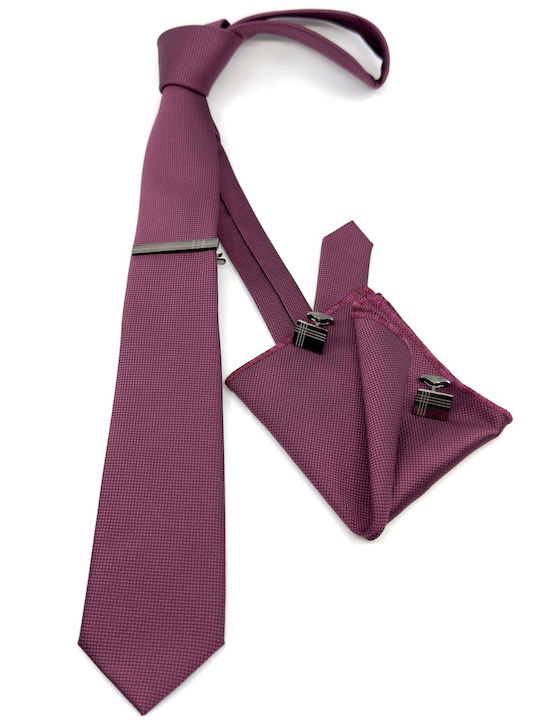 Legend Accessories Σετ Ανδρικής Γραβάτας με Σχέδια σε Μωβ Χρώμα