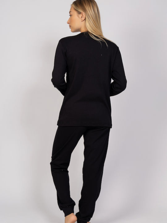 Cherry Underwear Winter Damen Pyjama-Set Black