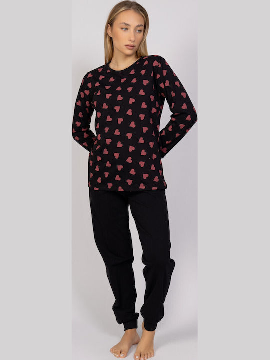 Cherry Underwear Winter Damen Pyjama-Set Black