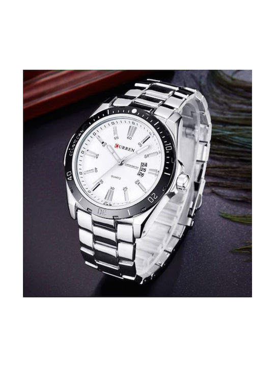 Curren Men's Watch 24mm Battery with Silver Metal Bracelet