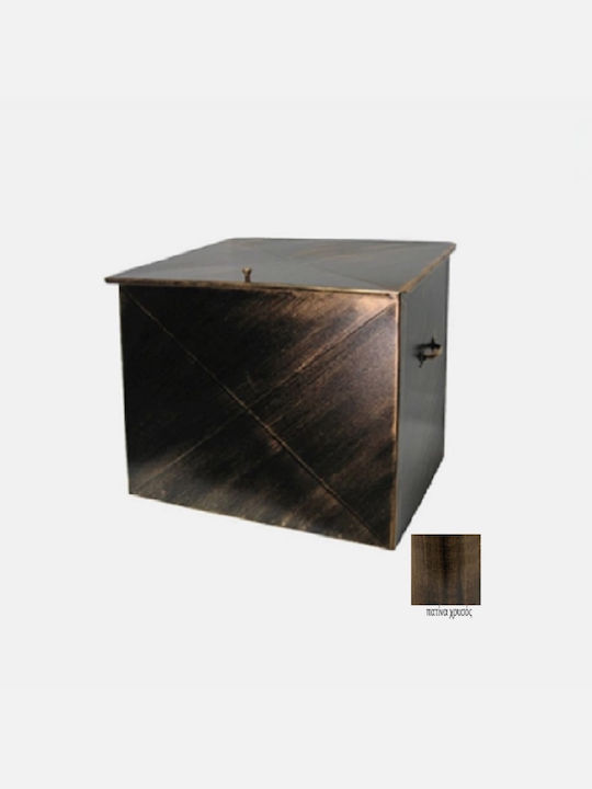 GTMED Μεταλλικό Κουτί Αποθήκευσης Ξύλων 63x54x44cm Χρυσό