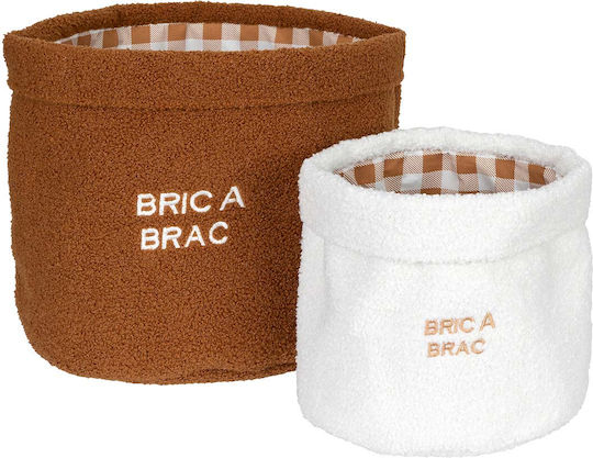 Storage Basket Fabric White 2pcs
