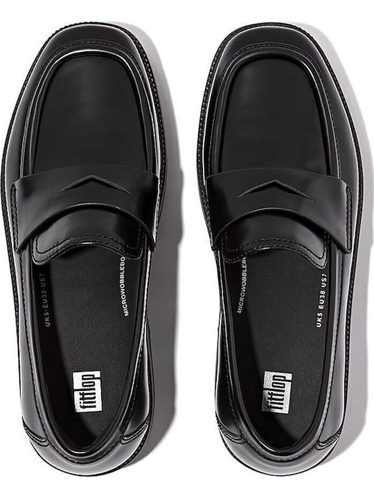 Leder Damen Mokassins in Schwarz Farbe