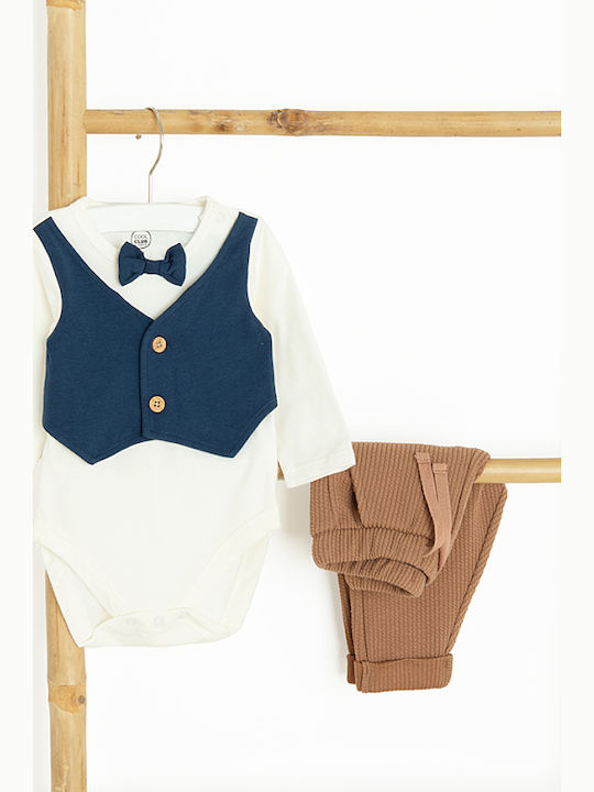 Cool Club Baby Bodysuit Set Long-Sleeved with Pants Brown 2pcs