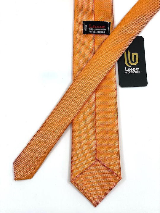 Legend Accessories Σετ Ανδρικής Γραβάτας Συνθετική Μονόχρωμη σε Πορτοκαλί Χρώμα