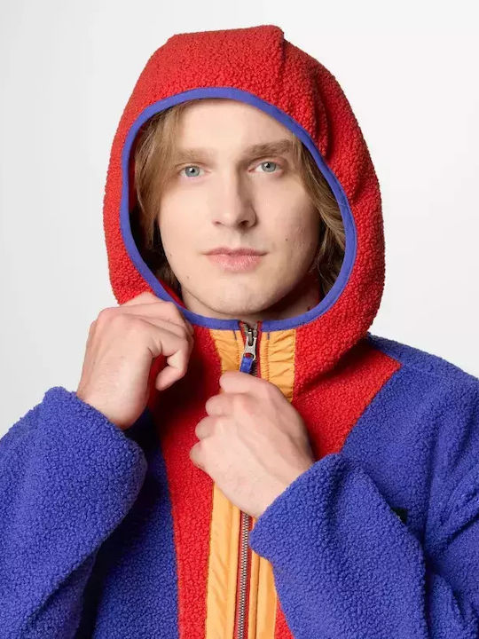 Backbowl Ii Men's Fleece Cardigan with Hood Clematis Blue, Sail Red