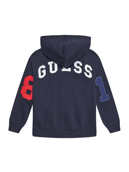 Guess Kids Cardigan Cotton with Hood Navy