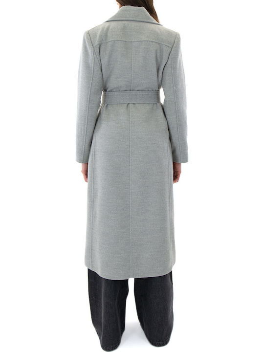 Women's Gray Coat with Belt