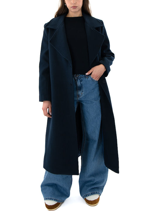 Femeie Blue (navy) Palton cu Curea