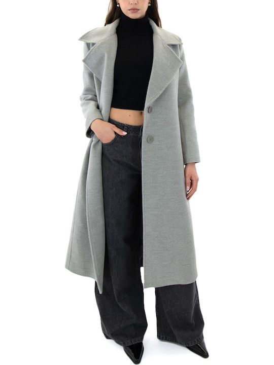 Women's Gray Coat with Belt