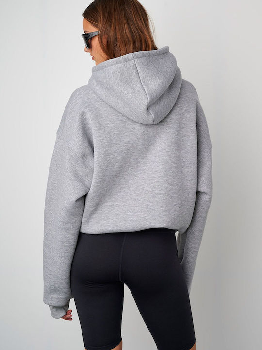 SugarFree Women's Long Hooded Fleece Sweatshirt Grey