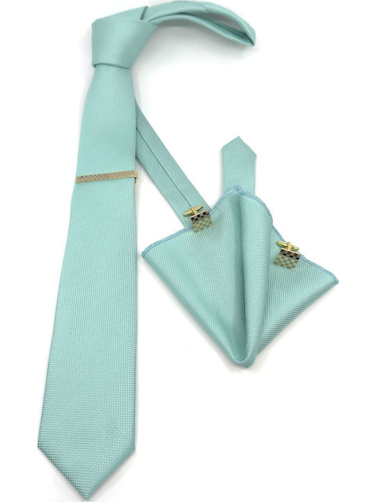 Legend Accessories Σετ Ανδρικής Γραβάτας Συνθετική Μονόχρωμη σε Τιρκουάζ Χρώμα
