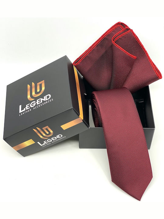 Legend Accessories TYPE OXFORD Men's Tie Set Synthetic Monochrome in Burgundy Color