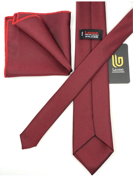 Legend Accessories ΤΥΠΟΥ OXFORD Σετ Ανδρικής Γραβάτας Συνθετική Μονόχρωμη σε Μπορντό Χρώμα