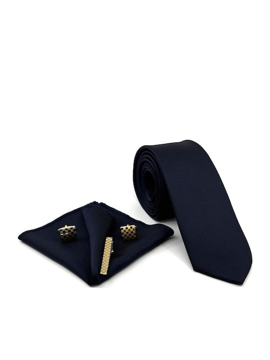 Legend Accessories Σετ Ανδρικής Γραβάτας Συνθετική Μονόχρωμη σε Navy Μπλε Χρώμα -NAVY