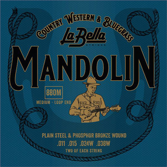 La Bella 880M Mandolin Set of Phosphor Bronze Mandolin Strings 11 - 38 Inches Medium