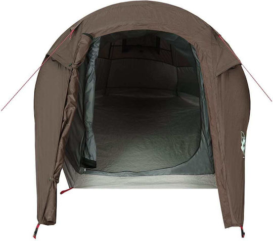 vidaXL Camping Tent Tunnel Brown for 3 People 280x194x115cm