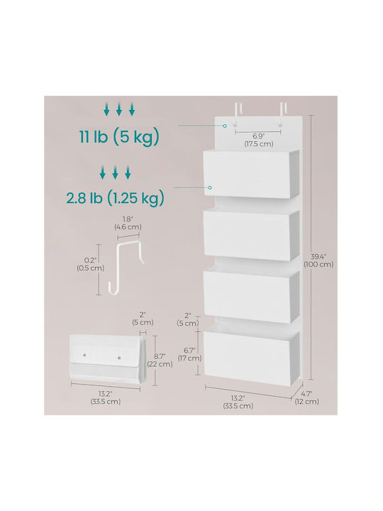 Songmics Door Hook 4 Slots Metallic 33.5x12x100cm