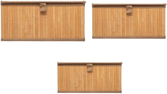 5Five Ξύλινο Κουτί Αποθήκευσης με Καπάκι Μπεζ 32x25x15cm 3τμχ