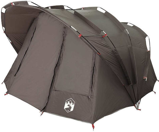 vidaXL Fishing Tent Camping Tent Igloo Brown 3 Seasons for 5 People 320x292x178cm