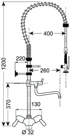 Professional Kitchen Faucet Height 120cm