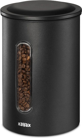 Xavax Box for Coffee Pasta Sugar with Lid Made of Black Stainless Steel 1300ml