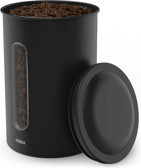 Xavax Box for Coffee Pasta Sugar with Lid Made of Black Stainless Steel 1300ml