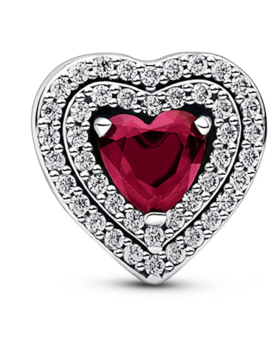 Pandora Charm Сърце от Сребърен Червен