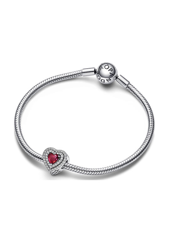 Pandora Charm Сърце от Сребърен Червен