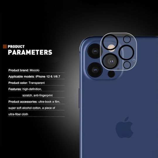 Mocolo Camera Lens Tempered Glass Προστασία Κάμερας Tempered Glass Μαύρο για το iPhone 12 Pro