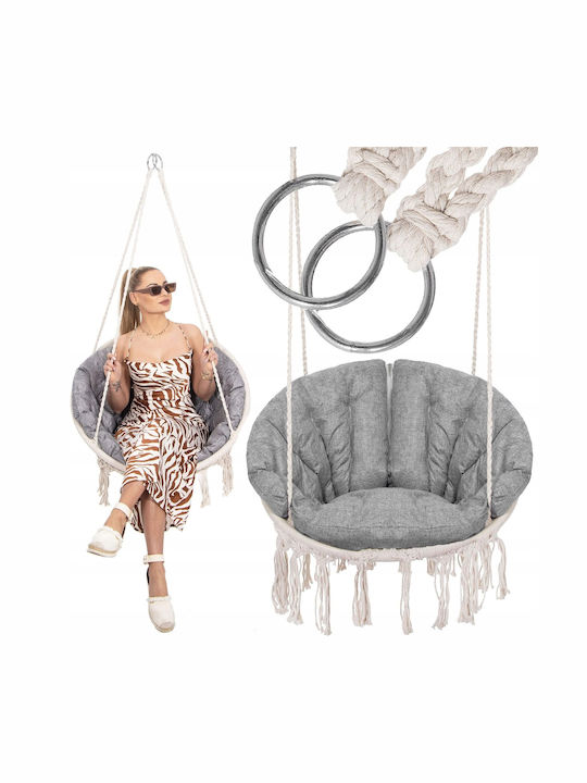 Leagăn suspendat fotoliu cu pernă material textil Bej Rezistență până la 150kg L100xL100xH120cm