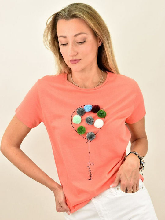 Damen Bluse Baumwolle Coral