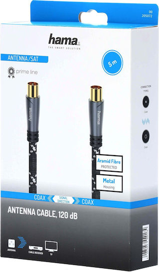 Hama 205072 Coaxial Cable 5 Meters Gray 120 Db
