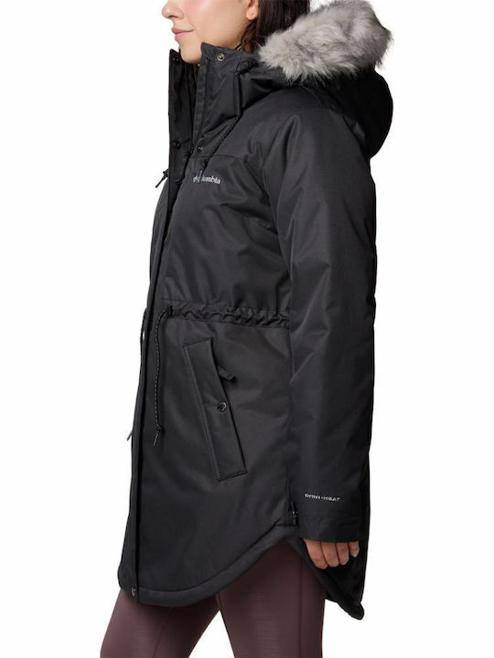 Mountain Ii Mid Insulated Women's Long Parka Jacket Waterproof for Winter with Hood Black