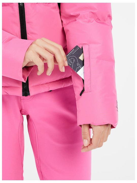 Kurz Damen Puffer Jacke für Winter Rosa